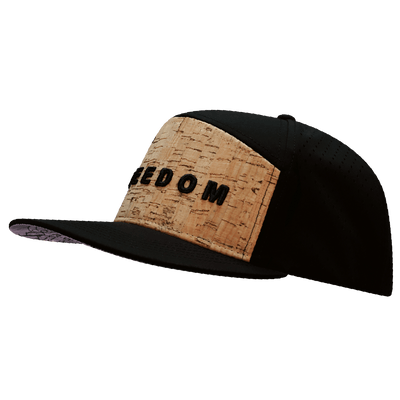 Freedom Hat, Flat Bill, Snapback Hat, Cork, Black, Mens Hat, Womens Hat, Side Picture