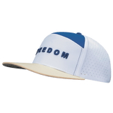 Freedom Hat, Flat Bill, Snapback Hat, Cream, White, Blue,  Mens Hat, Womens Hat, Side Picture