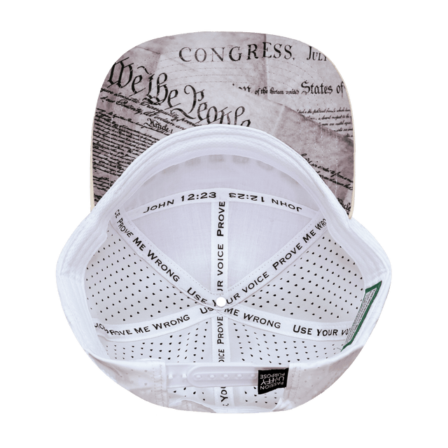 Freedom Hat, Flat Bill, Snapback Hat, Cream, White, Blue,  Mens Hat, Womens Hat, Underbill Picture