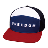 Freedom Hat, Flat Bill, Snapback Hat, Dark Red, Navy, White, Black,  Mens Hat, Womens Hat, Front Picture