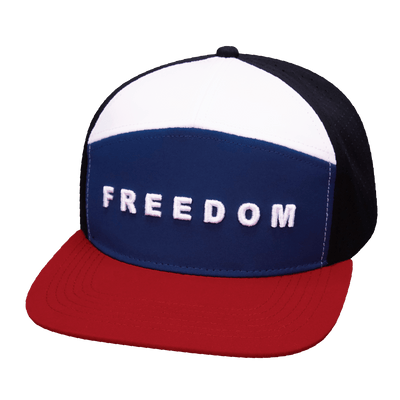 Freedom Hat, Flat Bill, Snapback Hat, Dark Red, Navy, White, Black,  Mens Hat, Womens Hat, Front Picture