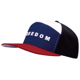 Freedom Hat, Flat Bill, Snapback Hat, Dark Red, Navy, White, Black,  Mens Hat, Womens Hat, Side Picture