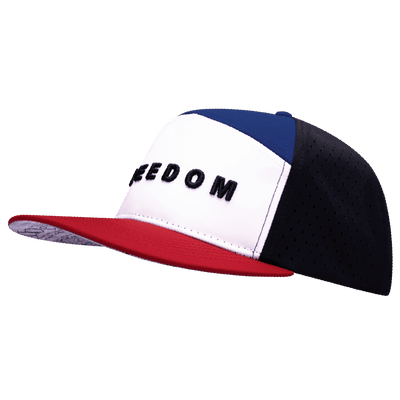 Freedom Hat, Flat Bill, Snapback Hat, Dark Red, White, Navy, Black, Mens Hat, Womens Hat, Side Picture