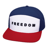 Freedom Hat, Flat Bill, Snapback Hat, Dark Red, White, Navy, Mens Hat, Womens Hat, Front Picture