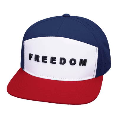 Freedom Hat, Flat Bill, Snapback Hat, Dark Red, White, Navy, Mens Hat, Womens Hat, Front Picture
