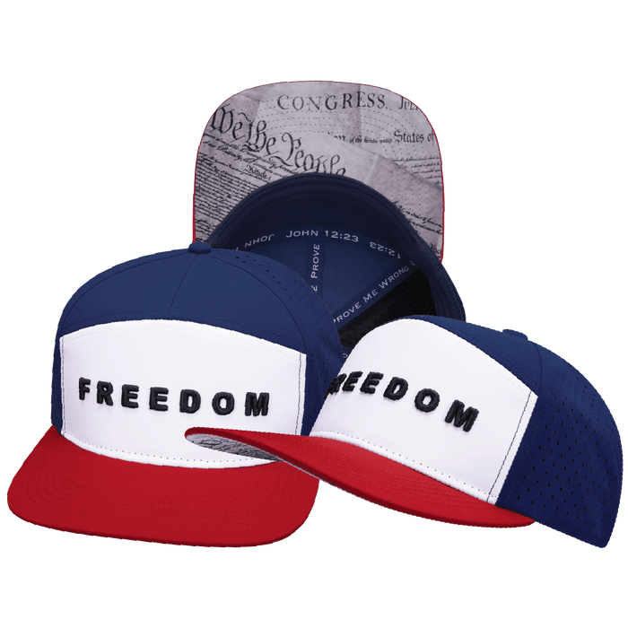 FREEDOM Hat - Flat Bill - Dark Red / White / Navy - Laser Mesh