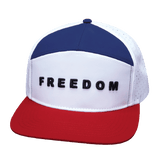 Freedom Hat, Flat Bill, Snapback Hat, Dark Red, White, Navy, White, Mens Hat, Womens Hat, Front Picture