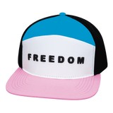 Freedom Hat, Flat Bill, Snapback Hat, Light Pink, White, Blue, Black, Mens Hat, Womens Hat, Front Picture
