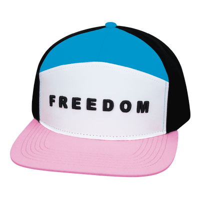 Freedom Hat, Flat Bill, Snapback Hat, Light Pink, White, Blue, Black, Mens Hat, Womens Hat, Front Picture