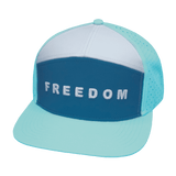 Freedom Hat, Flat Bill, Snapback Hat, Mint, Slate Blue, White, Mens Hat, Womens Hat, Front Picture