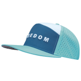Freedom Hat, Flat Bill, Snapback Hat, Mint, Slate Blue, White, Mens Hat, Womens Hat, Side Picture