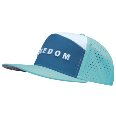 Freedom Hat, Flat Bill, Snapback Hat, Mint, Slate Blue, White, Mens Hat, Womens Hat, Side Picture