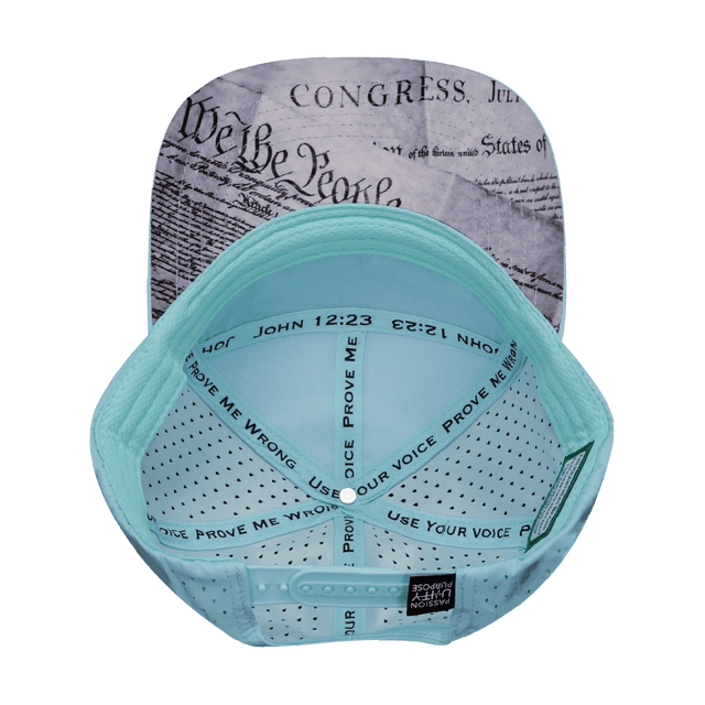 Freedom Hat, Flat Bill, Snapback Hat, Mint, Slate Blue, White, Mens Hat, Womens Hat, Underbill Picture