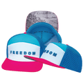 FREEDOM Hat - Flat Bill - Neon Pink / White / Neon Blue / Slate Blue - Laser Mesh