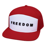 Freedom Hat, Flat Bill, Snapback Hat, Red, White, Mens Hat, Womens Hat, Front Picture