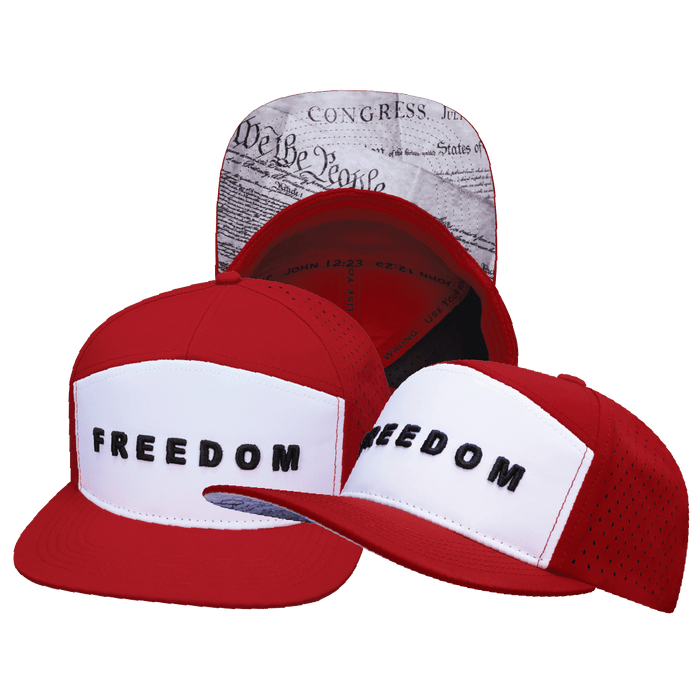 FREEDOM Hat - Flat Bill - Red / White - Laser Mesh