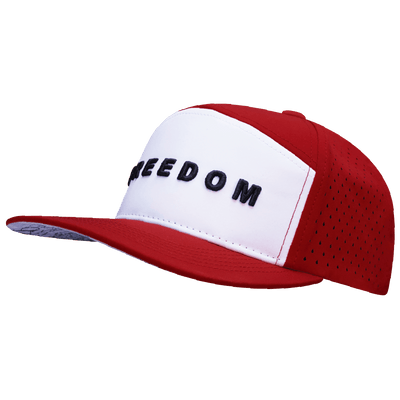 Freedom Hat, Flat Bill, Snapback Hat, Red, White, Mens Hat, Womens Hat, Side Picture