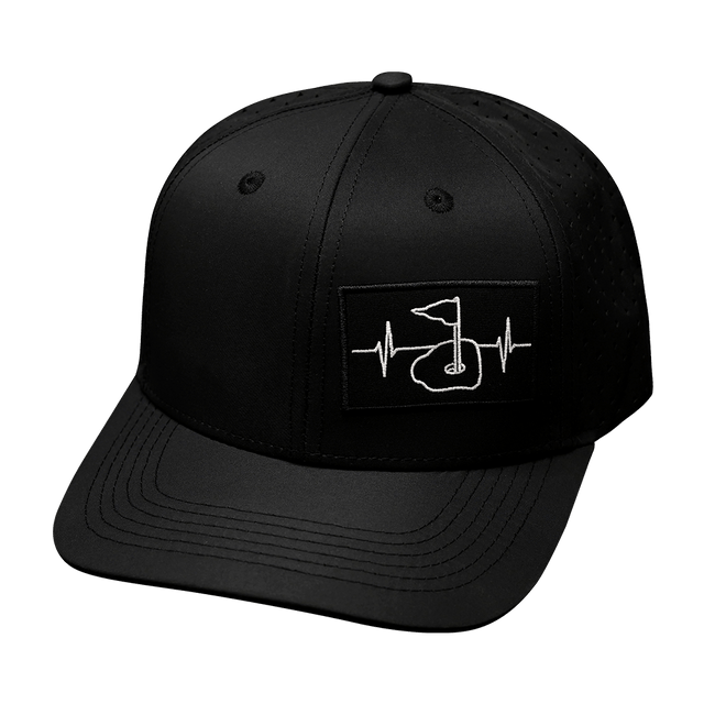 Golf Hat - Baseball Hat Fit - Black (No Photo) - Laser Mesh