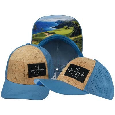 Golf Hat — Baseball Hat Fit, Cork, Slate Blue, Laser Mesh