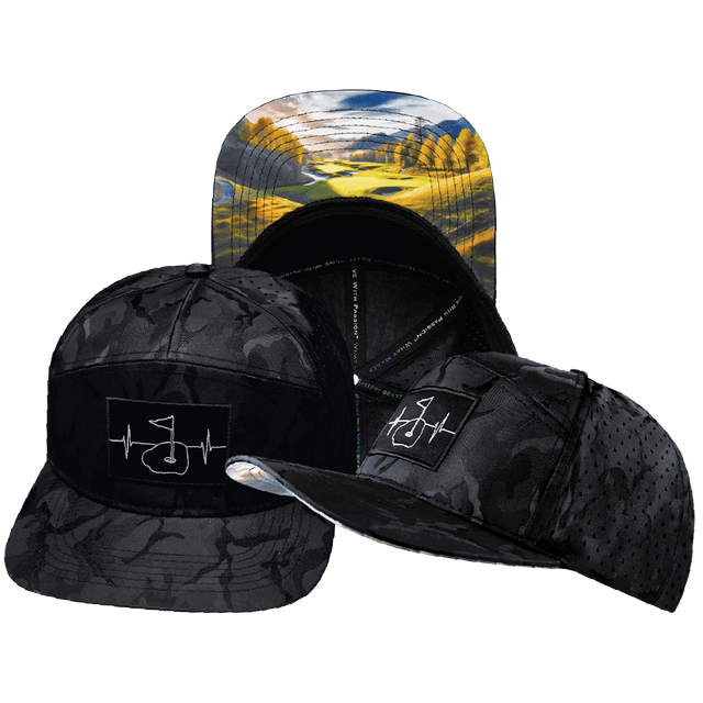 Golf Hat, Flat Bill, Snapback Hat, Black Camo, Mens Hat, Womens Hat, Main Picture