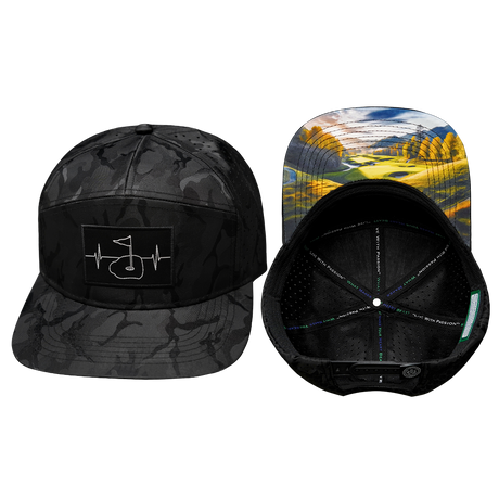 Golf Hat, Flat Bill, Snapback Hat, Black, Camo, Mens Hat, Womens Hat, Main Picture