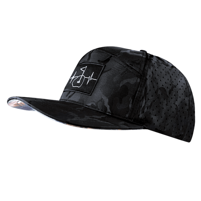 Golf Hat, Flat Bill, Snapback Hat, Black Camo, Mens Hat, Womens Hat, Side Picture