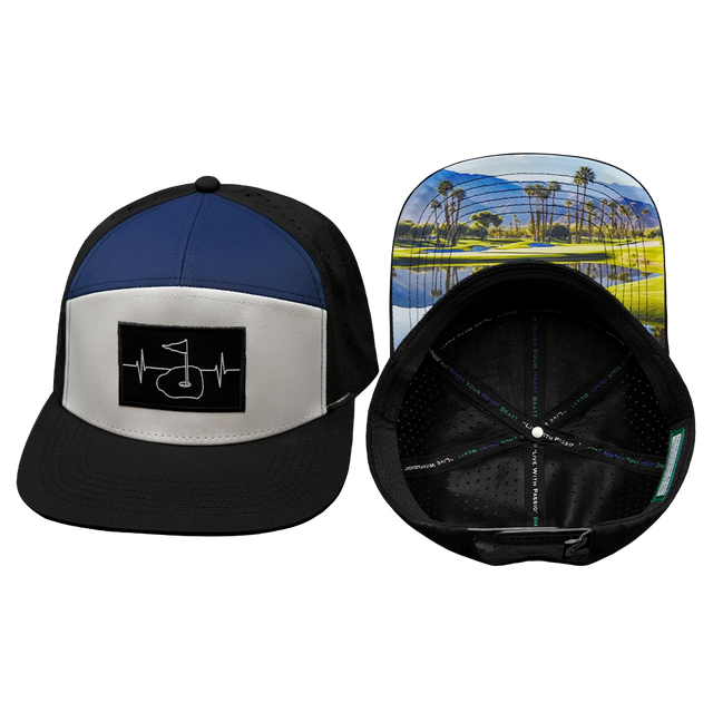 Golf Hat, Flat Bill, Snapback Hat, Black, White, Navy, Mens Hat, Womens Hat, Main Picture