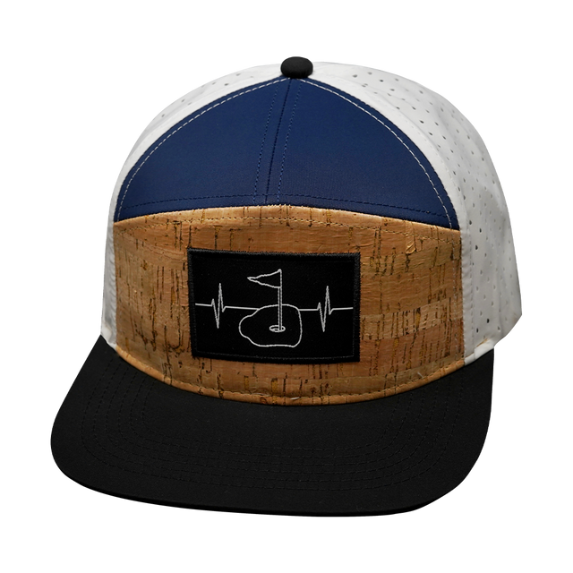 Golf Hat, Flat Bill, Snapback Hat, Cork, Black, Navy, White, Mens Hat, Womens Hat, Front Picture