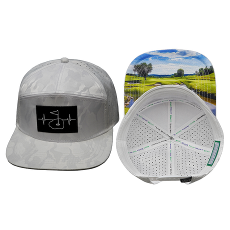 Golf Hat, Flat Bill, Snapback Hat, White Camo, Mens Hat, Womens Hat, Main Picture