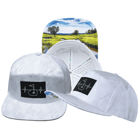 Golf Hat, Flat Bill, Snapback Hat, White Camo, Mens Hat, Womens Hat, Main Picture