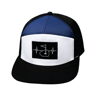 Golf Hat, Flat Bill, Snapback Hat, Black, White, Navy, Mens Hat, Womens Hat, Front Picture
