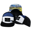 Golf Hat - Flat Bill - Black / White / Navy - Laser Mesh