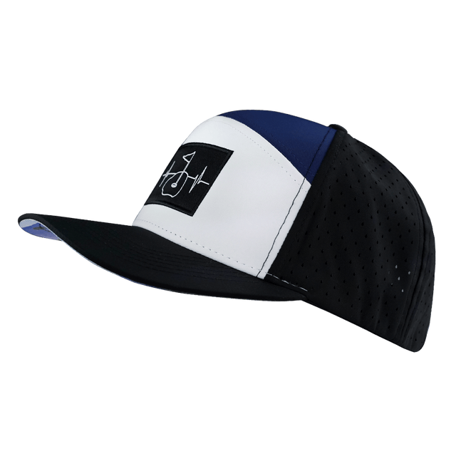 Golf Hat, Flat Bill, Snapback Hat, Black, White, Navy, Mens Hat, Womens Hat, Side Picture