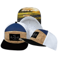 Golf Hat - Flat Bill - Cork - Black / Navy / White - Laser Mesh