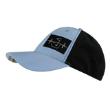 Golf Hat, Low Profile, Ponytail, Snapback Hat, Baby Blue, Black, Mens Hat, Womens Hat, Side Picture 
