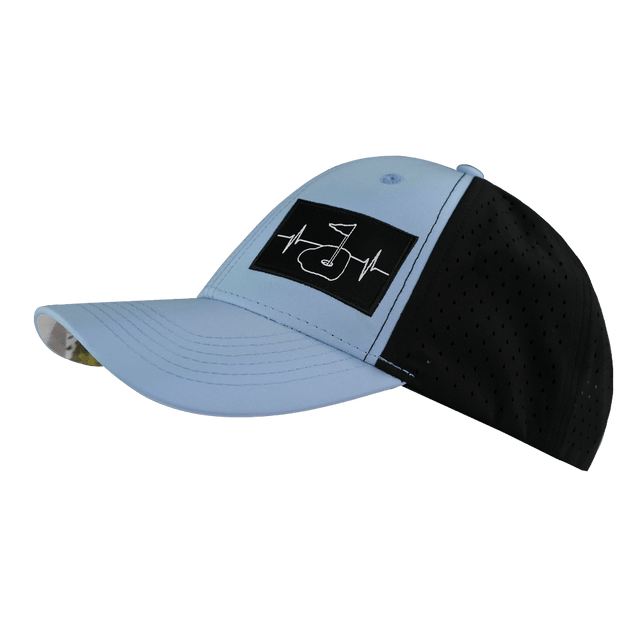 Golf Hat, Low Profile, Ponytail, Snapback Hat, Baby Blue, Black, Mens Hat, Womens Hat, Side Picture 