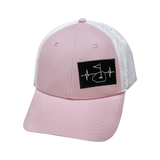 Golf Hat, Low Profile, Ponytail, Snapback Hat, Light Pink, White, Mens Hat, Womens Hat, Front Picture 