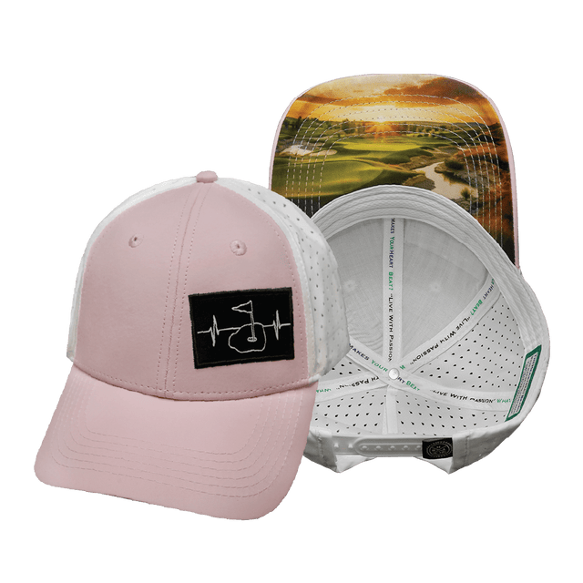 Golf Hat, Low Profile, Ponytail, Snapback Hat, Light Pink, White, Mens Hat, Womens Hat, Main Picture 