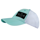 Golf Hat, Low Profile, Ponytail, Snapback Hat, Mint Green, White, Mens Hat, Womens Hat, Side Picture 