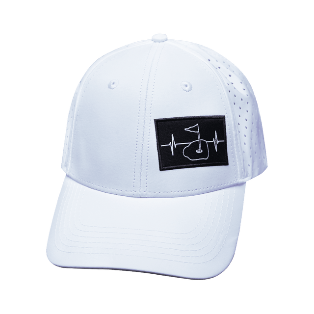 Golf Hat, Low Profile, Ponytail, Snapback Hat, White, Mens Hat, Womens Hat, Front Picture 