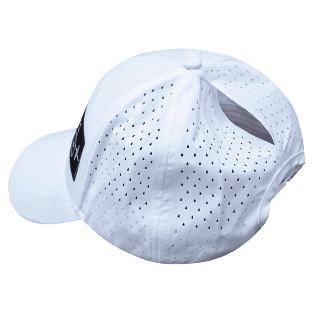 Golf Hat, Low Profile, Ponytail, Snapback Hat, White, Mens Hat, Womens Hat, Ponytail Hole Picture 