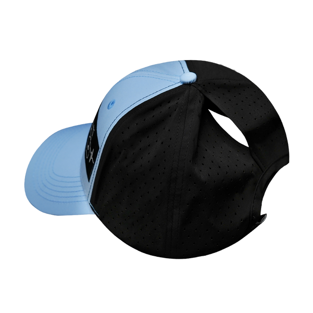 Golf Hat, Low Profile, Ponytail, Snapback Hat, Baby Blue, Black, Mens Hat, Womens Hat, Ponytail Hole Picture 