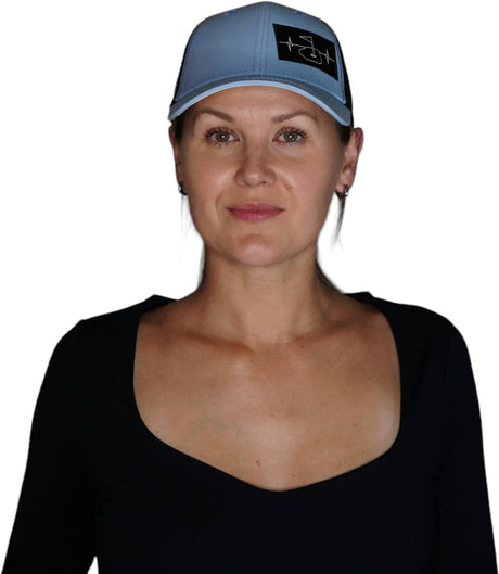 Golf Hat, Low Profile, Ponytail, Snapback Hat, Baby Blue, Black, Mens Hat, Womens Hat, Woman In Hat Picture 