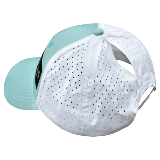 Golf Hat, Low Profile, Ponytail, Snapback Hat, Mint Green, White, Mens Hat, Womens Hat, Ponytail Hole Picture 