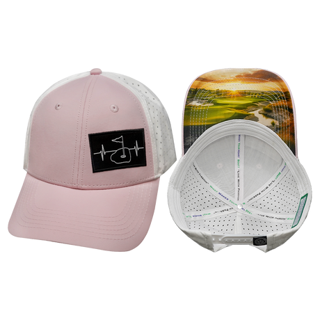 Golf Hat, Low Profile, Ponytail, Snapback Hat, Light Pink, White, Mens Hat, Womens Hat, Main Picture 