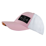 Golf Hat, Low Profile, Ponytail, Snapback Hat, Light Pink, White, Mens Hat, Womens Hat, Side Picture 