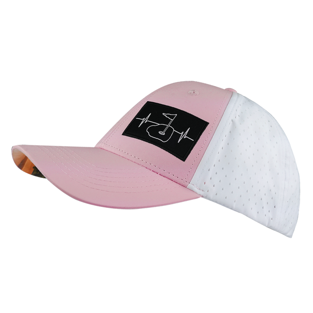 Golf Hat, Low Profile, Ponytail, Snapback Hat, Light Pink, White, Mens Hat, Womens Hat, Side Picture 