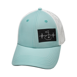 Golf Hat, Low Profile, Ponytail, Snapback Hat, Mint Green, White, Mens Hat, Womens Hat, Front Picture 