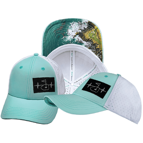 Golf Hat, Low Profile, Ponytail, Snapback Hat, Mint Green, White, Mens Hat, Womens Hat, Main Picture 