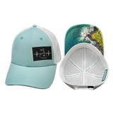 Golf Hat, Low Profile, Ponytail, Snapback Hat, Mint Green, White, Mens Hat, Womens Hat, Main Picture 